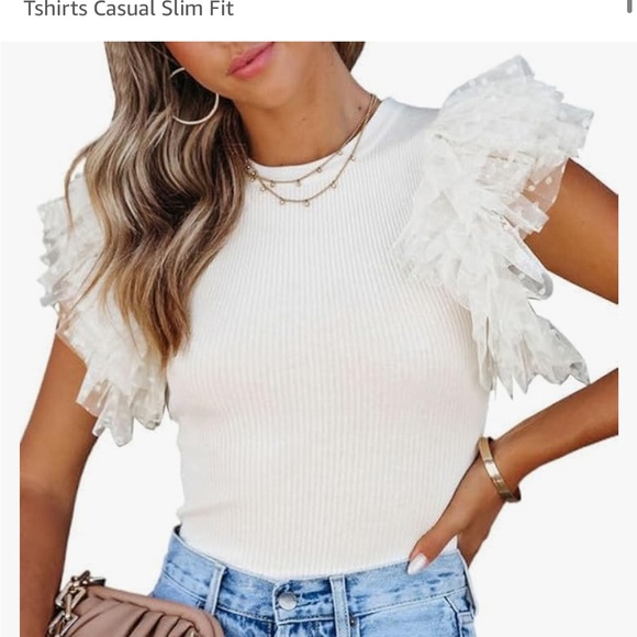 White puff sleeve shirt - Picture 1 of 4